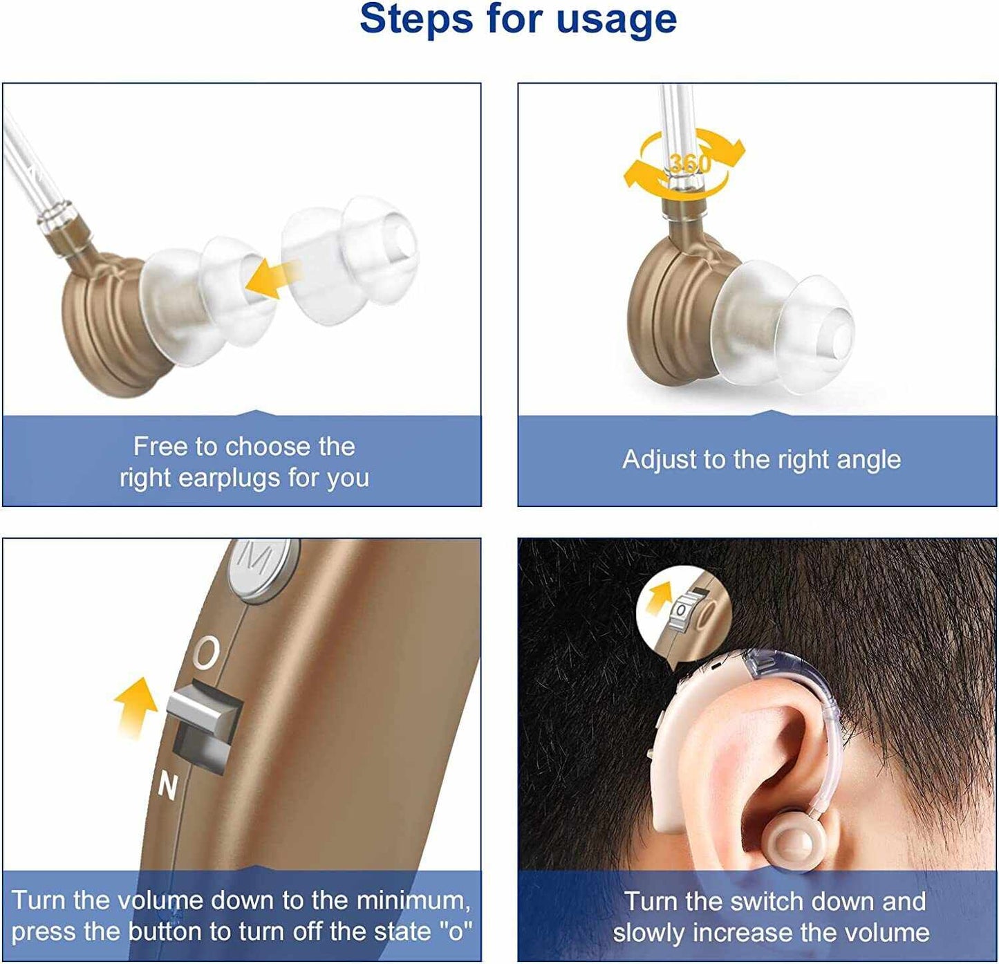 Rechargeable Digital In-ear Hearing Aids for Adults (Pair)