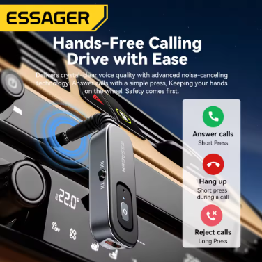 Essager 2-in-1 Bluetooth Audio Receiver Transmitter Wireless Bluetooth 5.1 3.5mm AUX Audio Adapter Stereo for Earphones TV Car