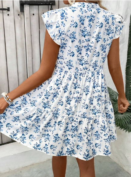 Breezaya Women's Vintage Style Printed Minimalist Daily Dress