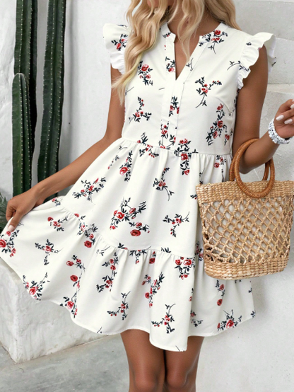 Breezaya Women's Vintage Style Printed Minimalist Daily Dress