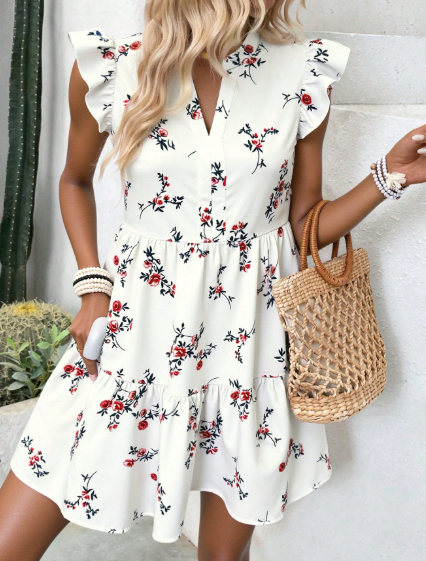Breezaya Women's Vintage Style Printed Minimalist Daily Dress