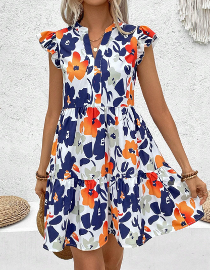 Breezaya Women's Vintage Style Printed Minimalist Daily Dress