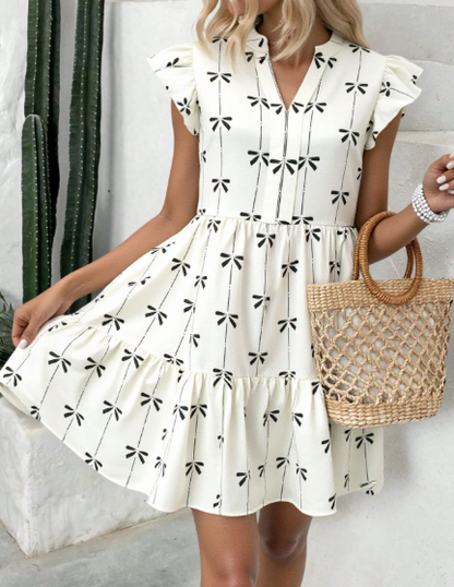Breezaya Women's Vintage Style Printed Minimalist Daily Dress