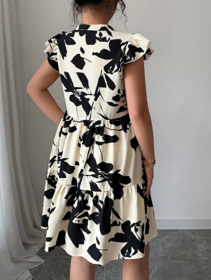 Breezaya Women's Vintage Style Printed Minimalist Daily Dress