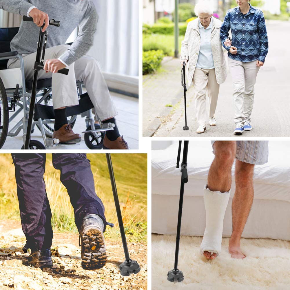 🔥HOT SALE -Aluminum alloy with LED light non-slip foldable walking stick