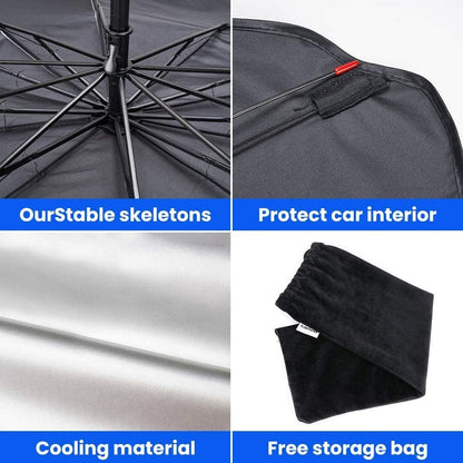 Foldable car windshield umbrella