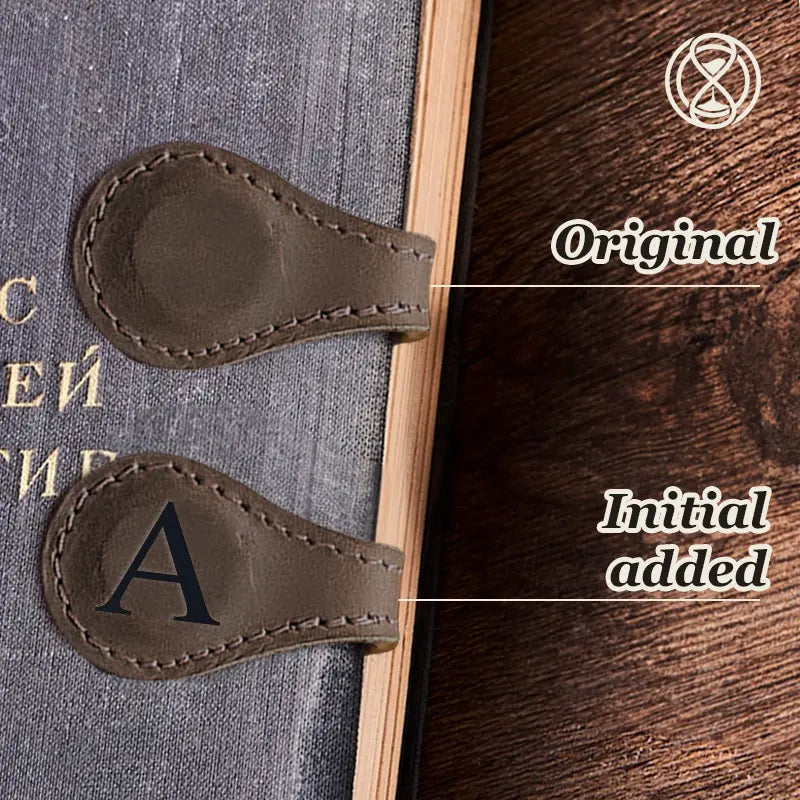 TimelessMark - Personalized Magnetic Leather Bookmark - Black