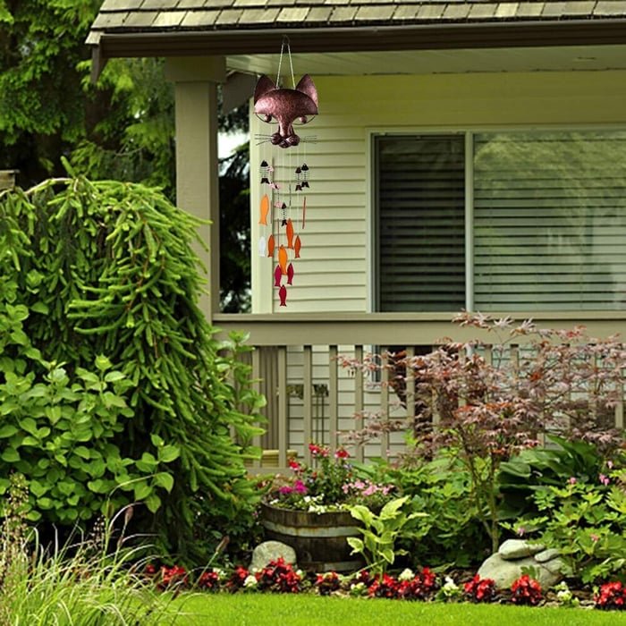 🐱Handcrafted Metal Cat and Fish Wind Chime🎏