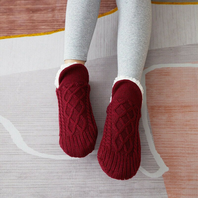 New Woven And Velvet Indoor Socks Slippers