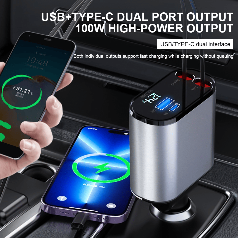 Fast Charge Retractable Car Charger