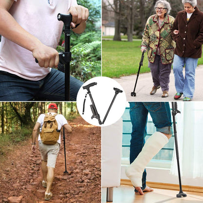 🔥HOT SALE -Aluminum alloy with LED light non-slip foldable walking stick