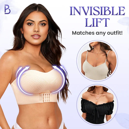 BreezyPush – LAST DAY SALE 70% OFF – Breathable Non-Slip Strapless Front Buckle Push-Up Bra