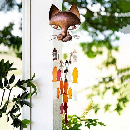 🐱Handcrafted Metal Cat and Fish Wind Chime🎏