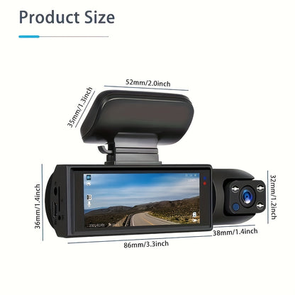 1080P Dual Camera Dash Cam For Cars With IR Night Vision, Loop Recording