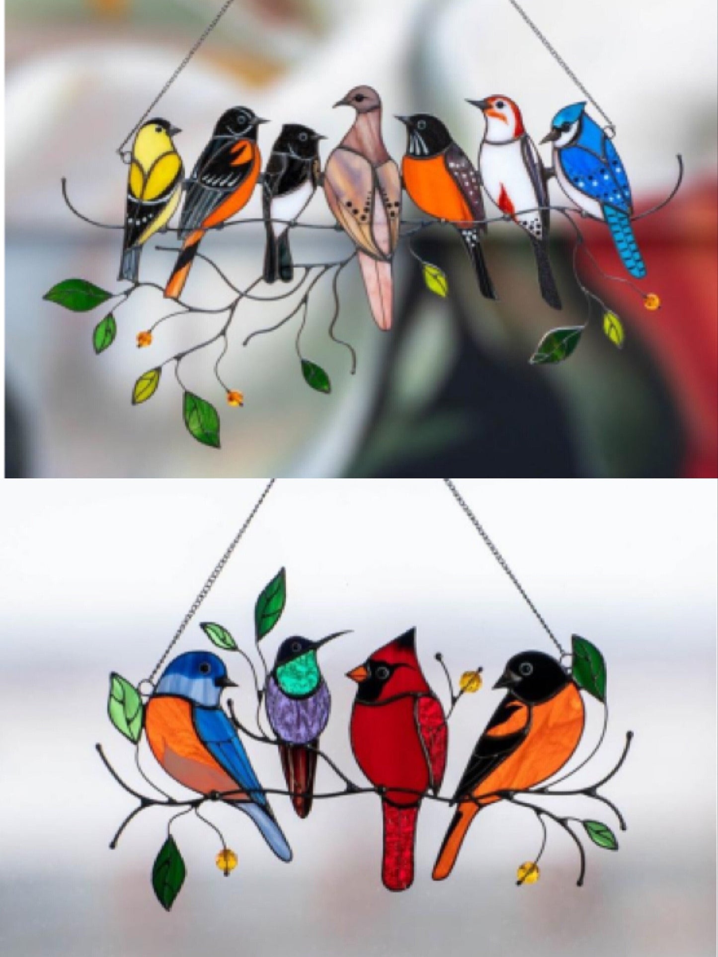 🐦The Best Gift-Birds Stained  Window  Panel Hangings🎁