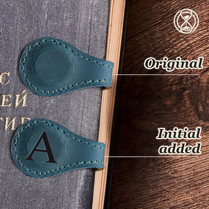 TimelessMark - Personalized Magnetic Leather Bookmark - Black