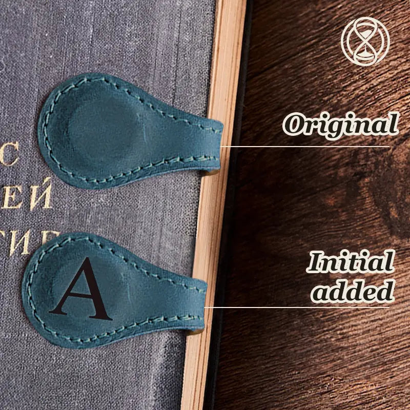 TimelessMark - Personalized Magnetic Leather Bookmark - Blue