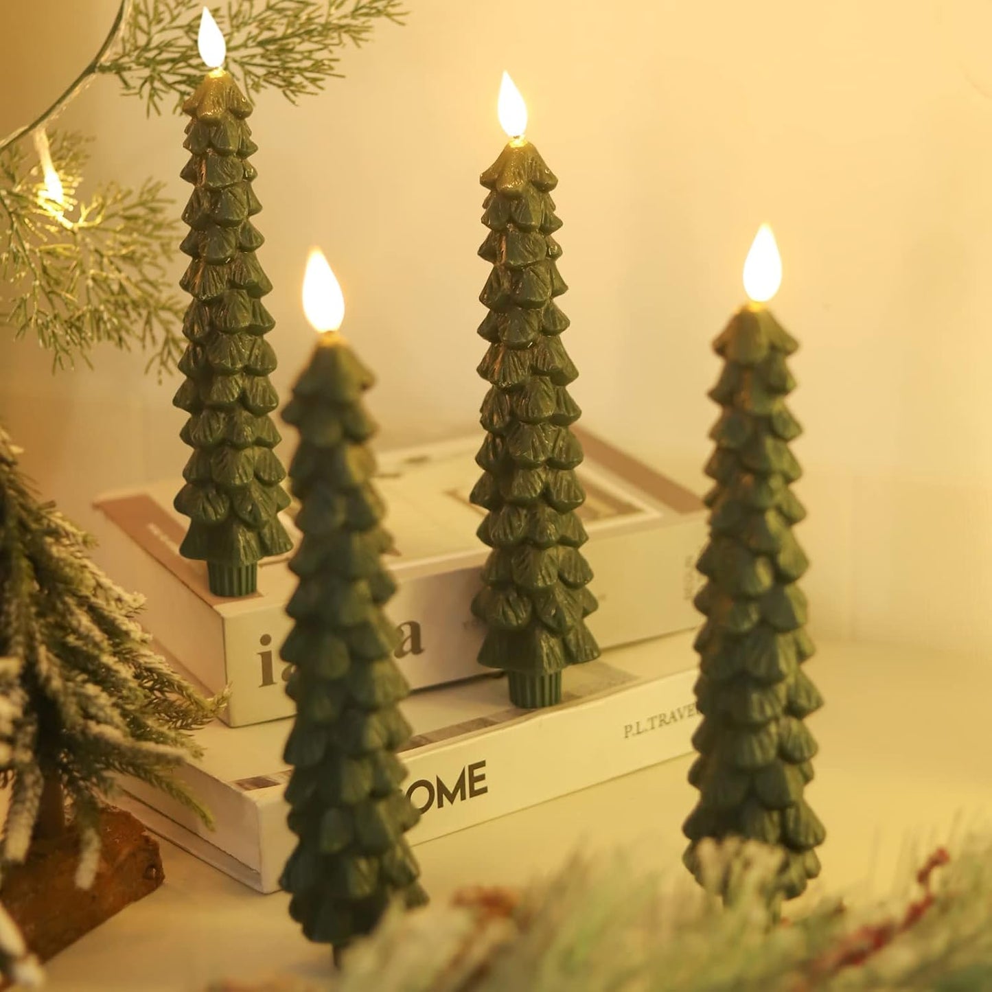 Christmas Tree Flameless Candles with 3D Flickering Flame