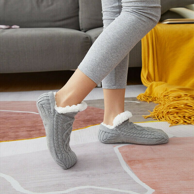 New Woven And Velvet Indoor Socks Slippers