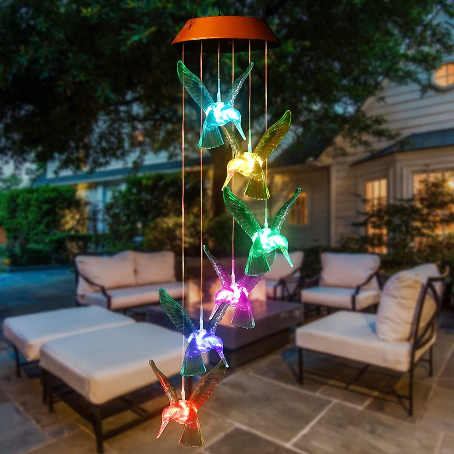 Outdoor solar wind chime lamp