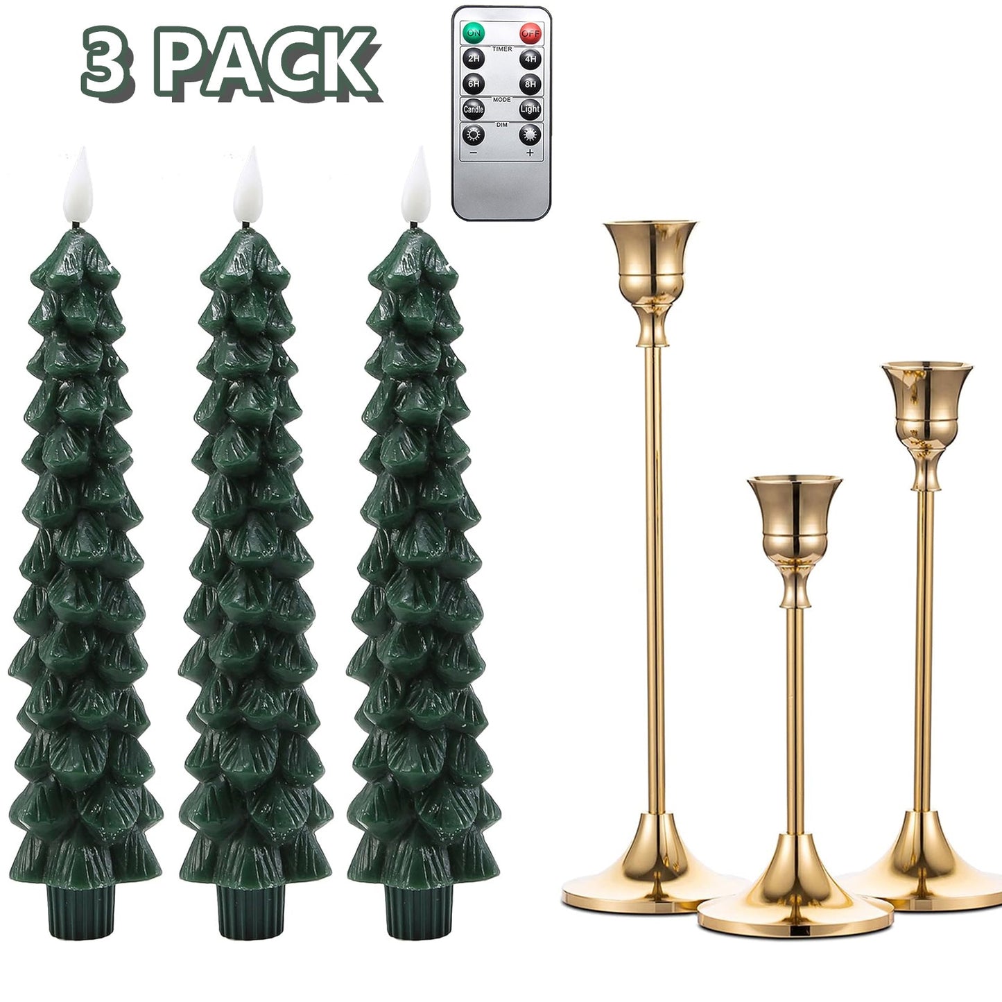 Christmas Tree Flameless Candles with 3D Flickering Flame