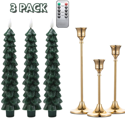 Christmas Tree Flameless Candles with 3D Flickering Flame