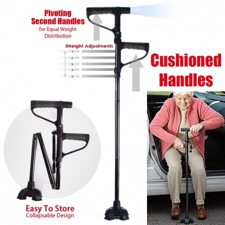 🔥HOT SALE -Aluminum alloy with LED light non-slip foldable walking stick