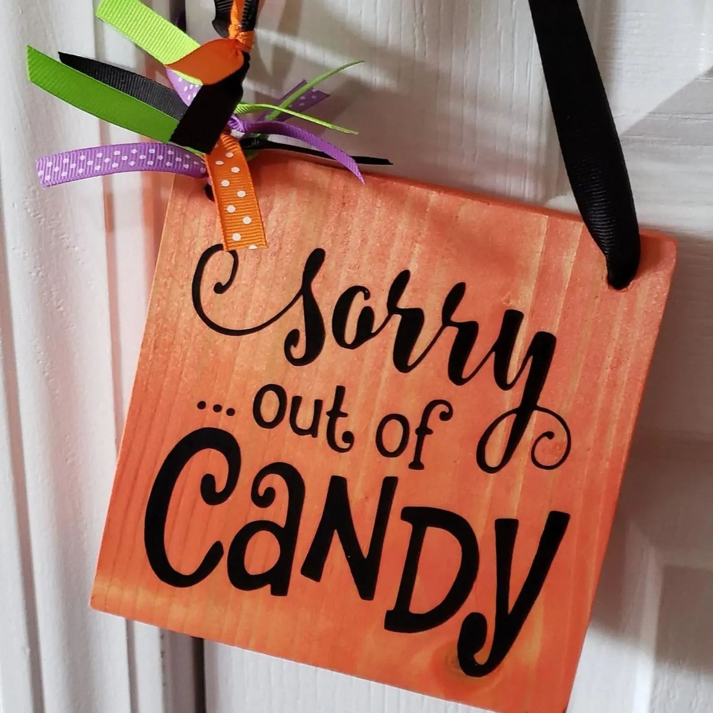 Halloween Wooden Door Hanger “Out of Candy” Sign Hanging Decor