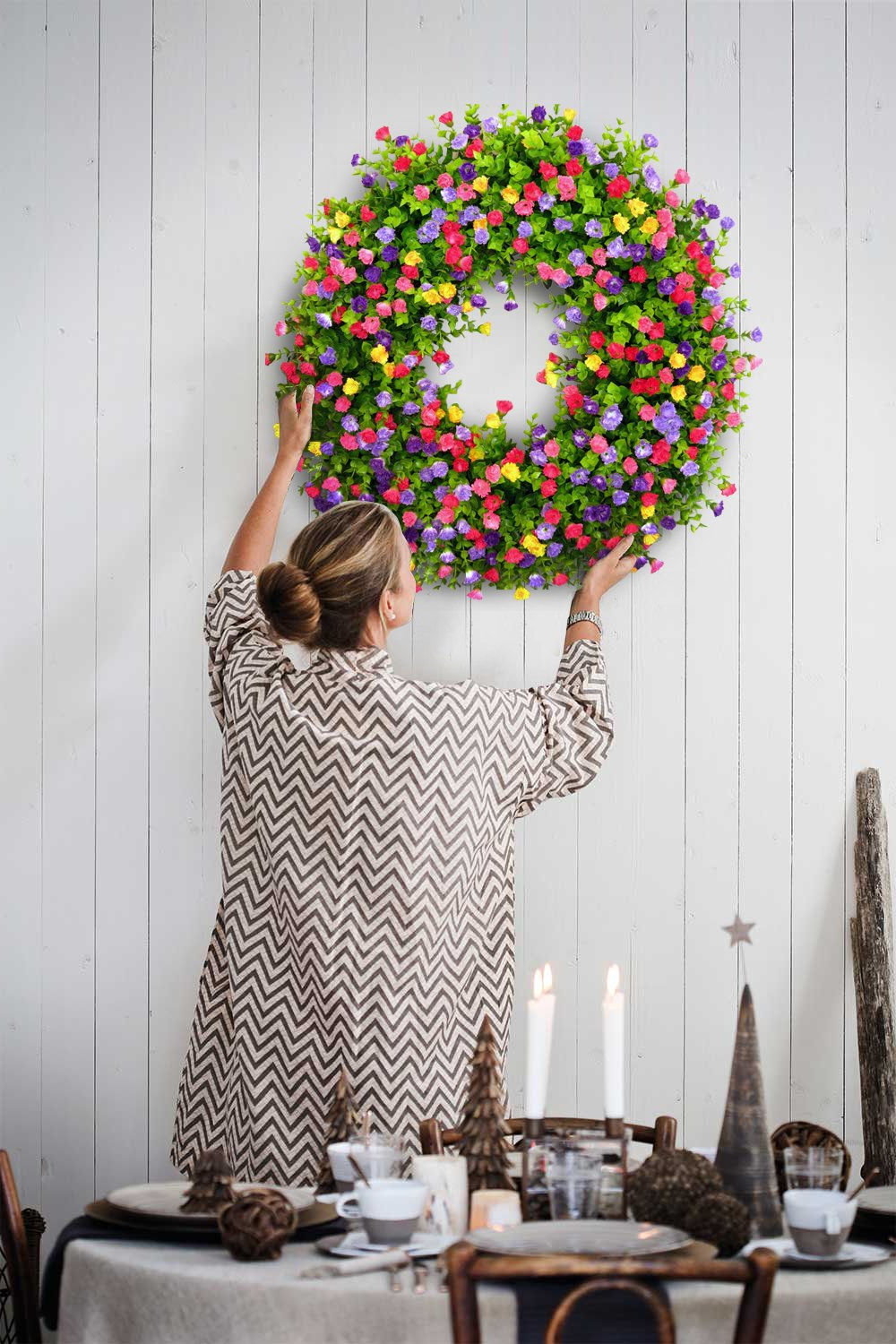 Farmhouse Colorful Cottage Wreath