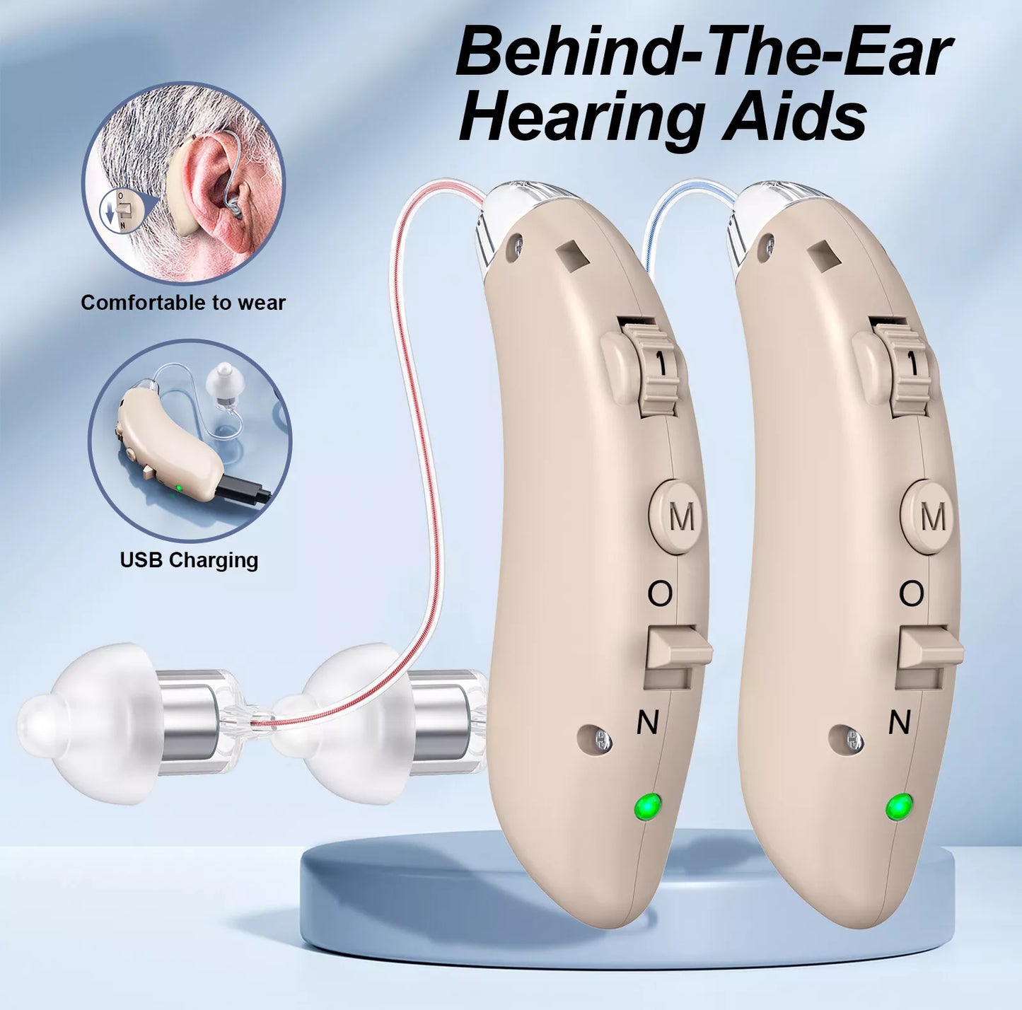 BTE Rechargeable Digital Hearing Aids With Noise Cancelling For Hearing Loss