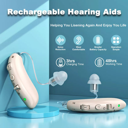 BTE Rechargeable Digital Hearing Aids With Noise Cancelling For Hearing Loss