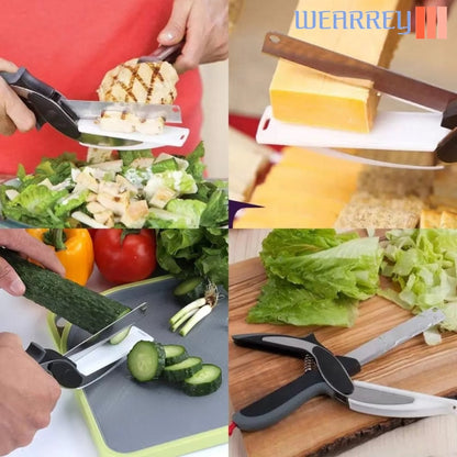 2-in-1 Kitchen Knife & Cutting Board Steel Knife